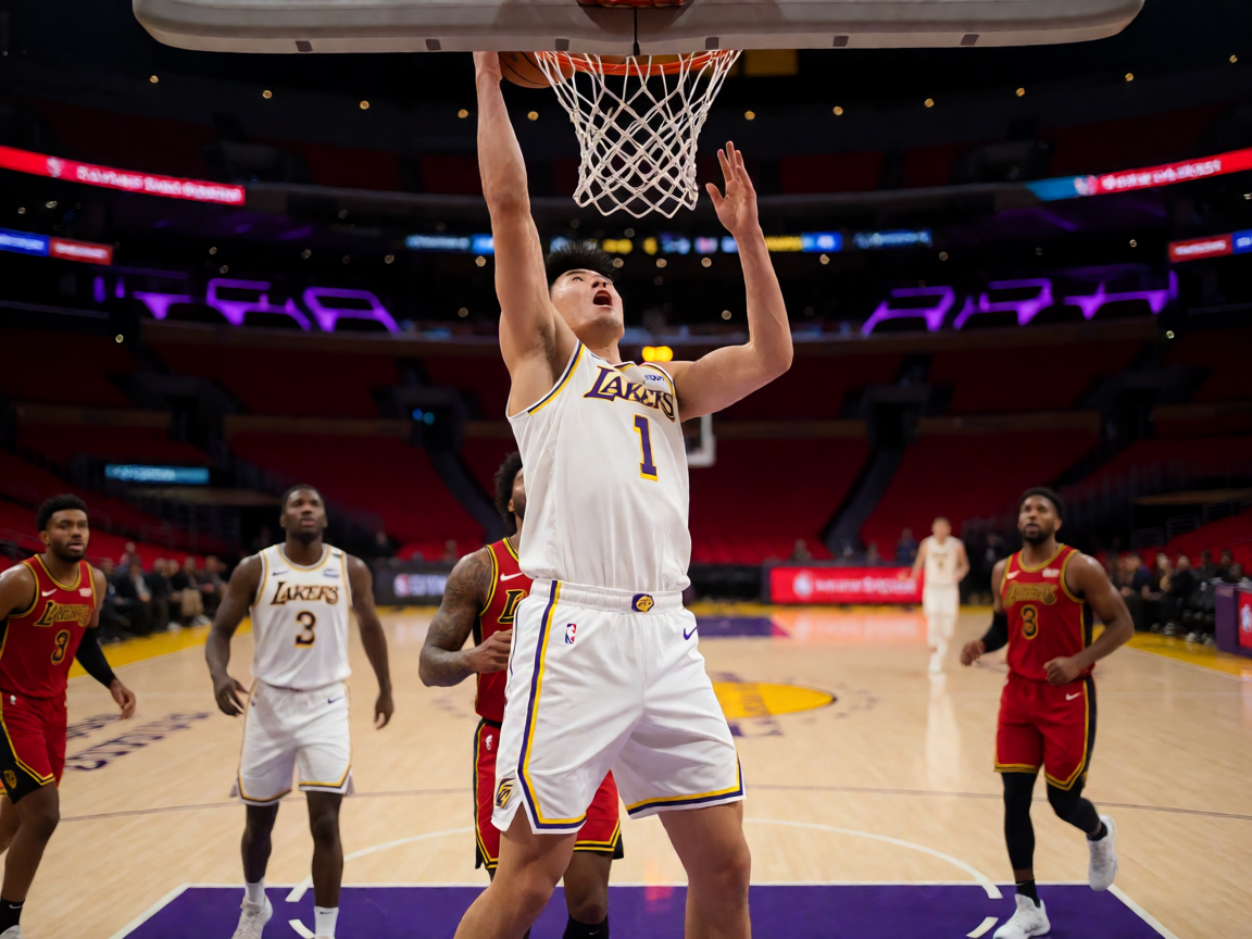 NBA湖人主场对阵勇士的精彩扣篮瞬间