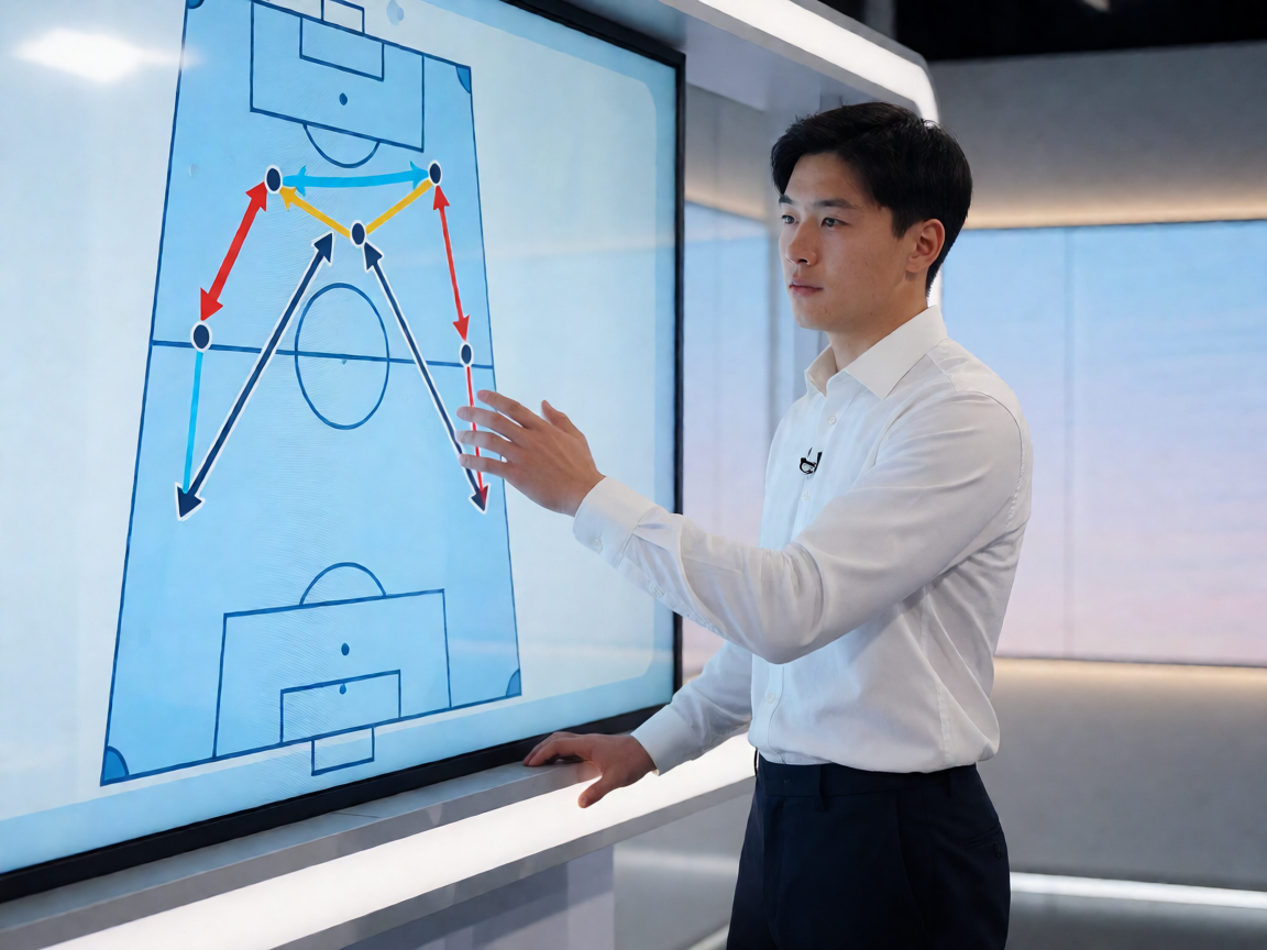 战术分析板展示球队阵型和跑位路线